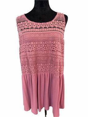 Lane Bryant Crochet Yoke Top in Mauve Rose sz 18/20